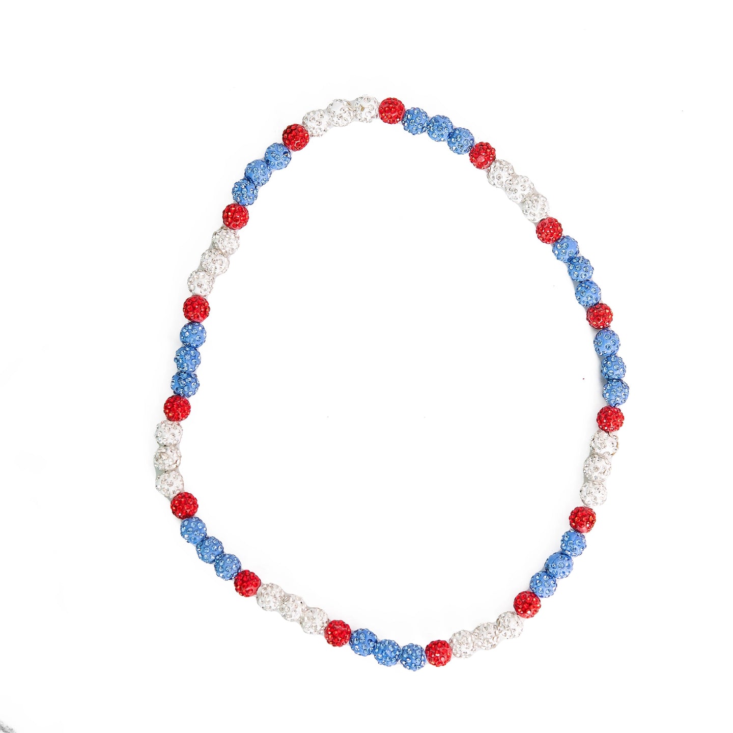 Sky Blue Red and White Bling Sports Necklace