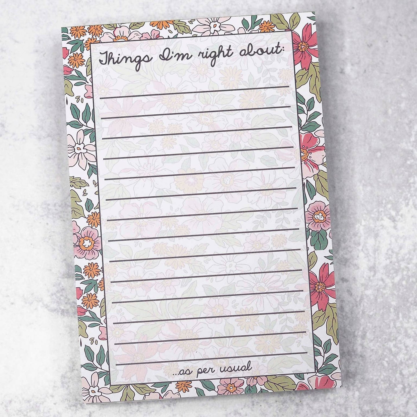 Notepad of Things I'm Right About