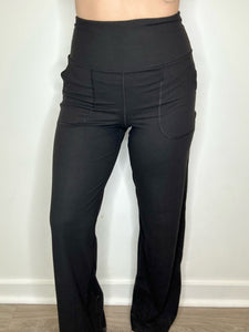 Black High Waist Straight Leg Pants