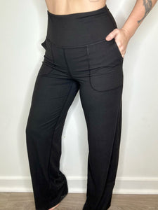 Black High Waist Straight Leg Pants