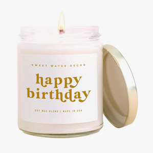Happy Birthday {Gold Text} Candle