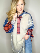 Load image into Gallery viewer, Denim &amp; Red Bleached and Plaid Tunic
