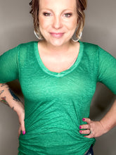Load image into Gallery viewer, Green Short Sleeve V Neck