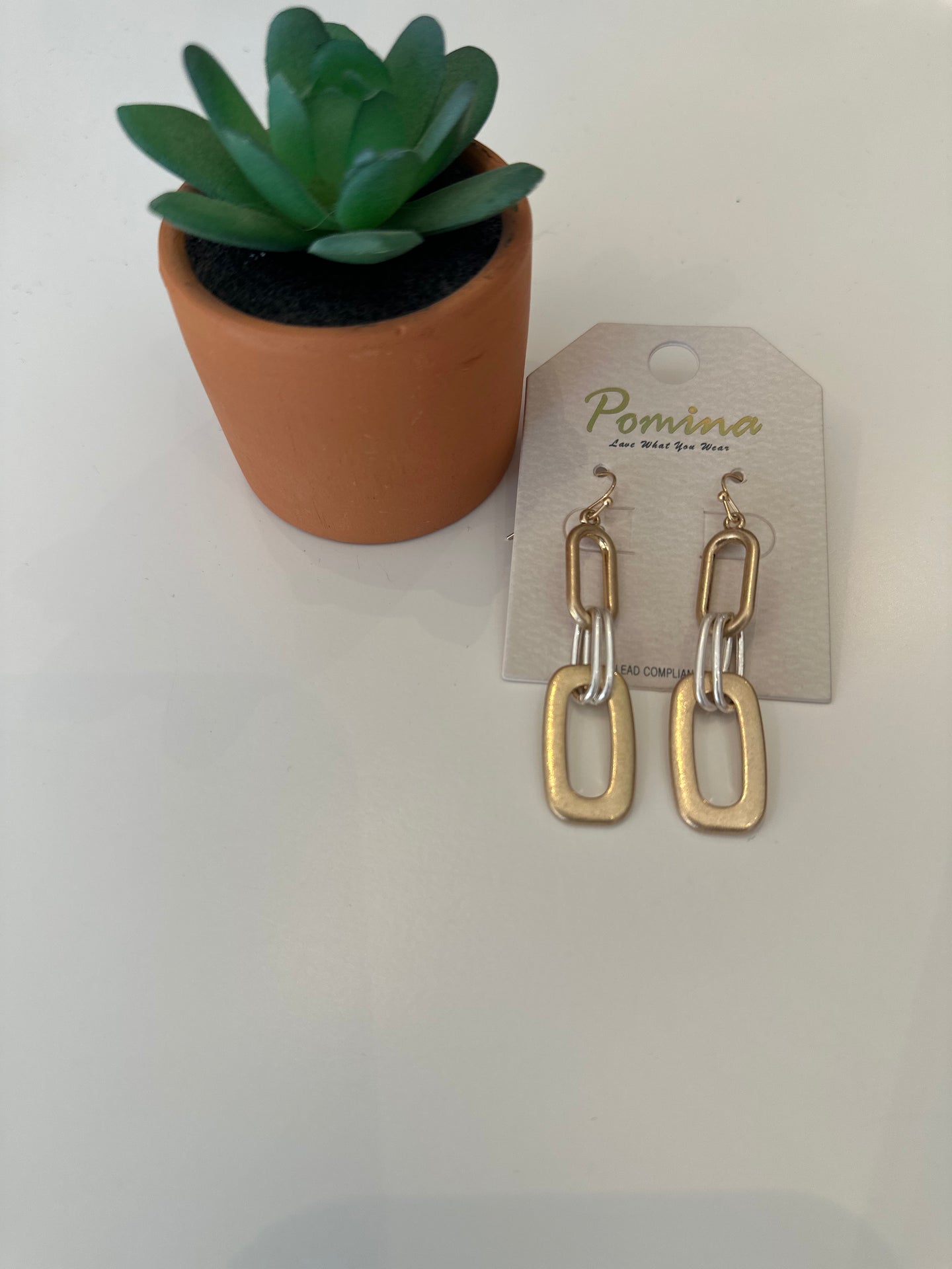 Gold & Silver Oval Earrings