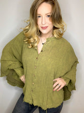 Load image into Gallery viewer, Olive Oversized Button Top