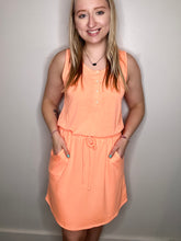 Load image into Gallery viewer, Orange Henley Tank Dress