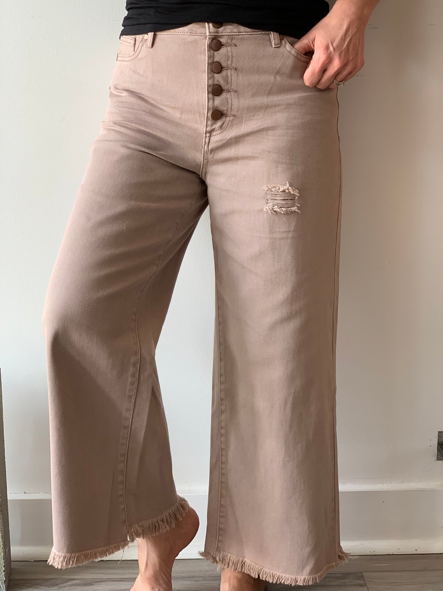 Lt Mauve Cropped Pants - Size M