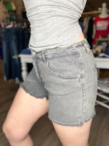 Ash Black Frayed Hem Denim Shorts