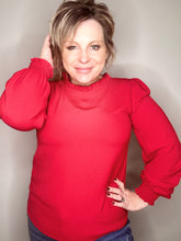 Load image into Gallery viewer, Red Smocked Sleeve Blouse
