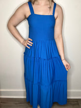 Load image into Gallery viewer, Ocean Blue Tiered Midi Dress