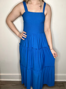 Ocean Blue Tiered Midi Dress