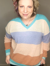 Load image into Gallery viewer, Multi Stripe V Neck Sweater