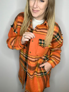 Orange Multi Plaid Shacket