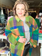Load image into Gallery viewer, Curvy Green Multi Plaid Shacket