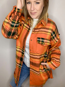 Orange Multi Plaid Shacket