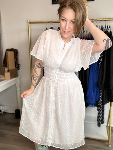 White Button Front Dress