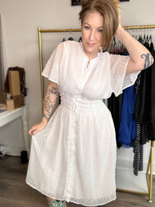 White Button Front Dress