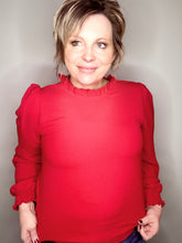 Load image into Gallery viewer, Red Smocked Sleeve Blouse