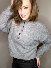 Load image into Gallery viewer, Grey Button Front Sweater