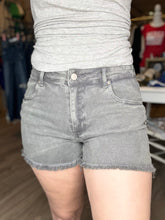 Load image into Gallery viewer, Ash Black Frayed Hem Denim Shorts
