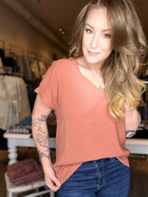 Load image into Gallery viewer, Terracotta Cuffed Short Sleeve Top