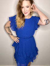 Load image into Gallery viewer, Blue Ruffle Mini Dress