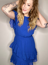 Load image into Gallery viewer, Blue Ruffle Mini Dress