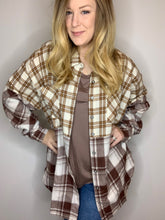 Load image into Gallery viewer, Brown Mixed Plaid Button Down w/ Pockets