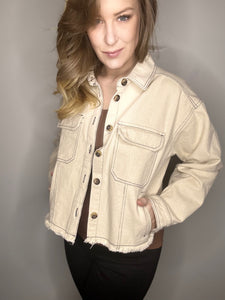 Button Front Stitch Shacket