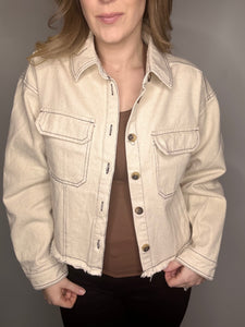 Button Front Stitch Shacket
