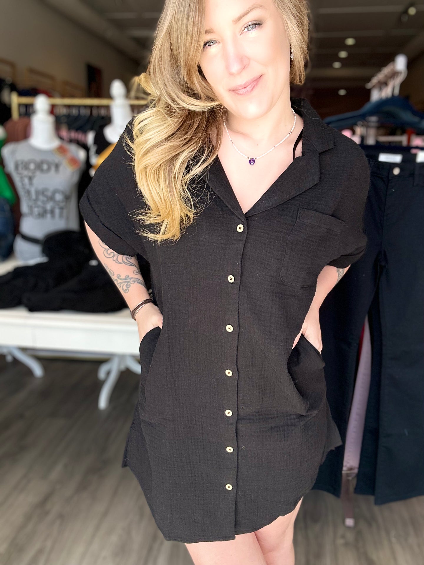 Black Back Cutout Mini Dress