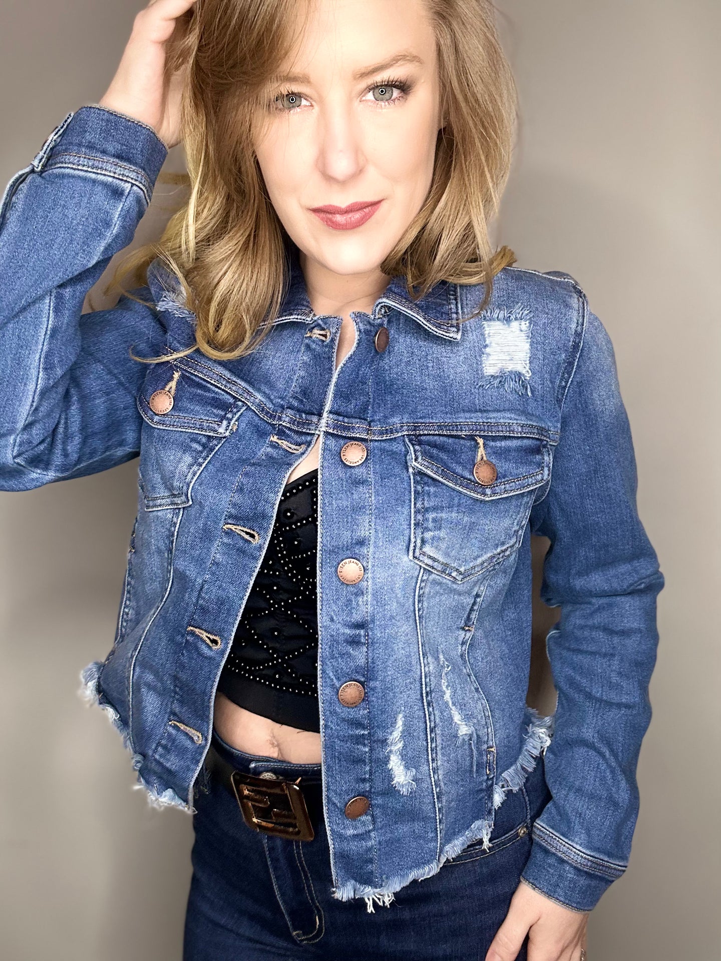 Frayed Hem Jean Jacket