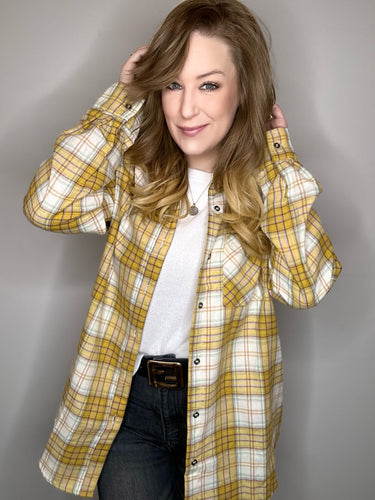 Mustard & Ivory Plaid Button Up