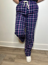Load image into Gallery viewer, Navy Plaid Lounge Pants