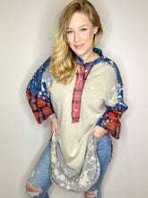 Load image into Gallery viewer, Denim &amp; Red Bleached and Plaid Tunic