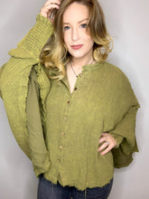 Load image into Gallery viewer, Olive Oversized Button Top