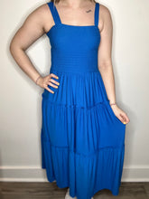 Load image into Gallery viewer, Ocean Blue Tiered Midi Dress
