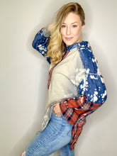 Load image into Gallery viewer, Denim &amp; Red Bleached and Plaid Tunic