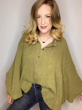 Load image into Gallery viewer, Olive Oversized Button Top