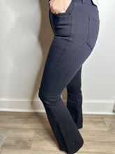 Load image into Gallery viewer, KanCan Black High Rise Distressed Flare