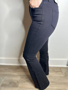 KanCan Black High Rise Distressed Flare