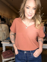Load image into Gallery viewer, Terracotta Cuffed Short Sleeve Top