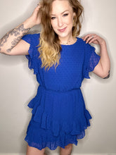 Load image into Gallery viewer, Blue Ruffle Mini Dress