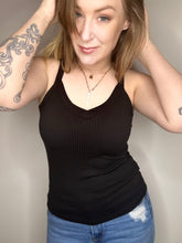 Load image into Gallery viewer, Black Ribbed Cami