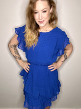 Load image into Gallery viewer, Blue Ruffle Mini Dress