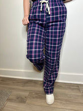 Load image into Gallery viewer, Navy Plaid Lounge Pants