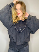 Load image into Gallery viewer, Vintage Black Ruffle Top