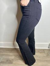 Load image into Gallery viewer, KanCan Black High Rise Distressed Flare
