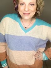 Load image into Gallery viewer, Multi Stripe V Neck Sweater