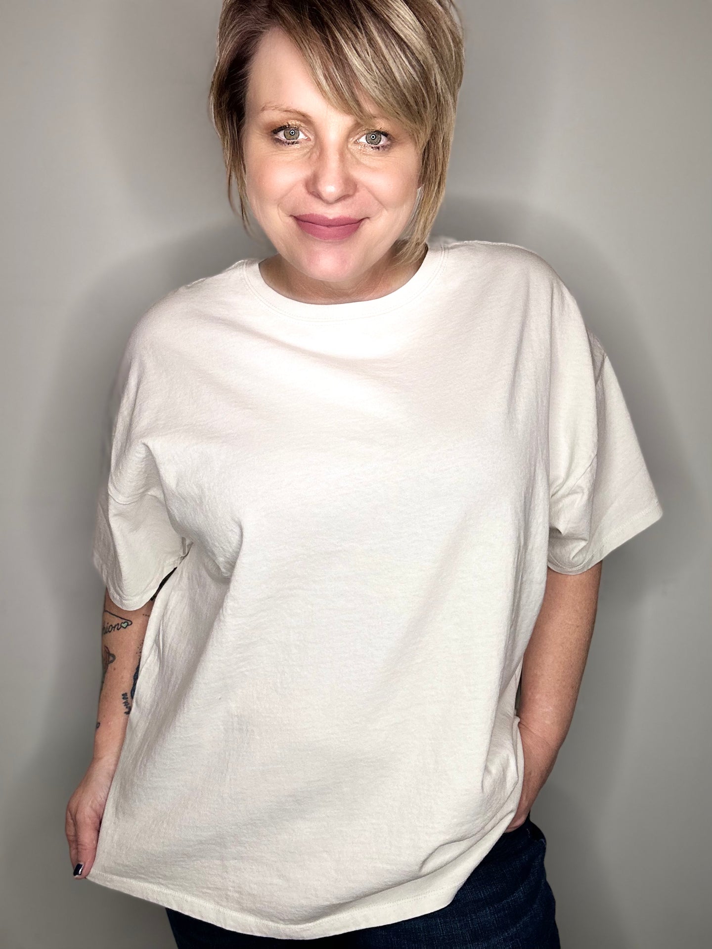 Gray Oversized Drop Shoulder Tee